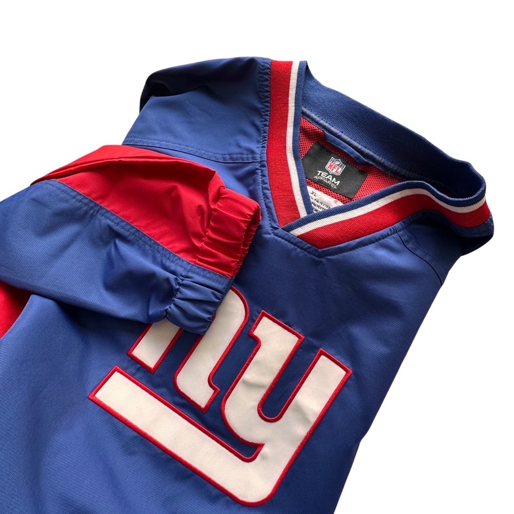 NFL Team Apparel New York Giants Windbreaker Pullover Jacket Blue Red Mens XL‎